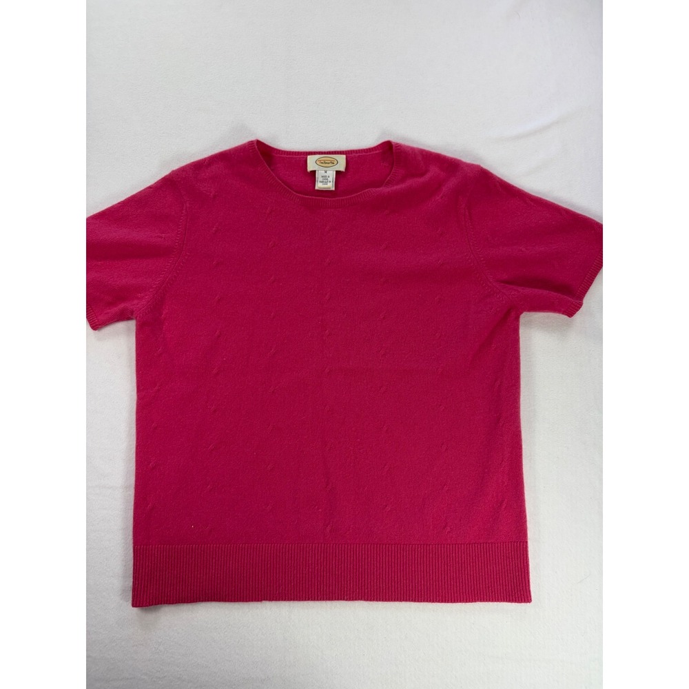 Talbots Pink 100% Cashmere Short Sleeve Crew Neck Knit Sweater Womens Medium